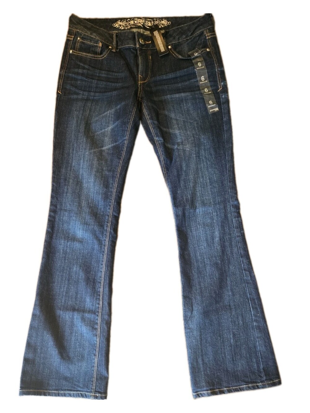 Nwt Msrp $79 Express Stella Boot Cut Low Rise Dark Wash Sz 6r Womens